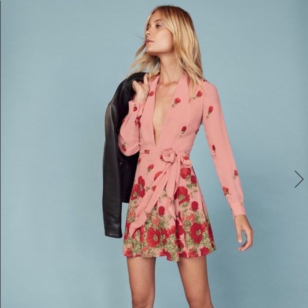 NWT Reformation Porter dress in Vivien - mini wrap - Picture 2 of 8